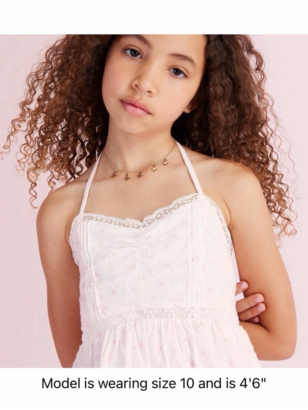 NWT LoveShackFancy x Target Annabelle Pink Ditsy Floral Halter Dress Size 16 - Picture 5 of 8